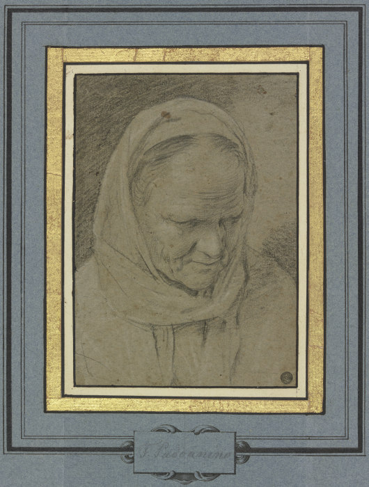 Kopf eines alten Mönches(?), den Blick gesenkt à Francesco Padovanino