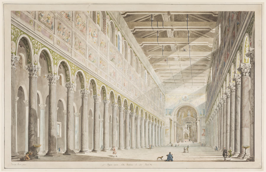 Das Innere der Basilika S. Paolo fuori le Mura in Rom à Francesco Pannini