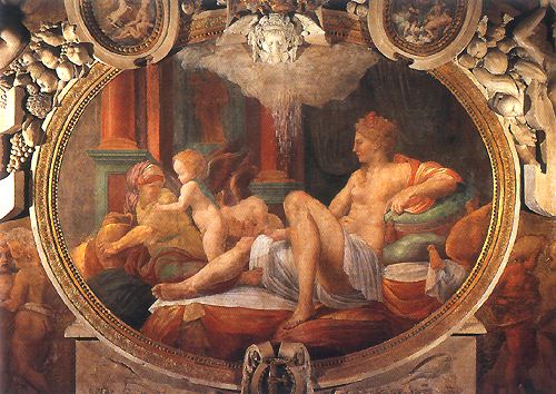 Danae - Détail du Fresco dans la galerie Franz I  à Fontainebleau à Francesco Primaticcio