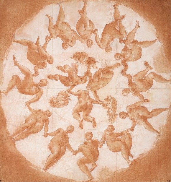 Dance of the Hours and three putti with cornucopiae à Francesco Primaticcio