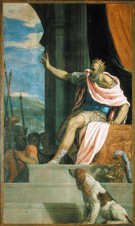 Saul throwing the lance at the head of David à Francesco Salviati
