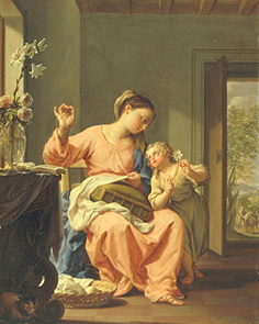 Die handarbeitende Maria mit dem Jesusknaben à Francesco Trevisani