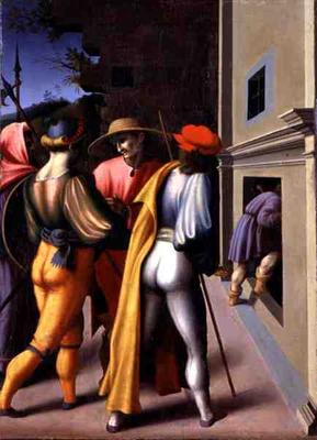 The Arrest of the Brothers, from 'The Stories of Giuseppe Ebreo' (tempera on panel) à Francesco Ubertini Verdi Bachiacca