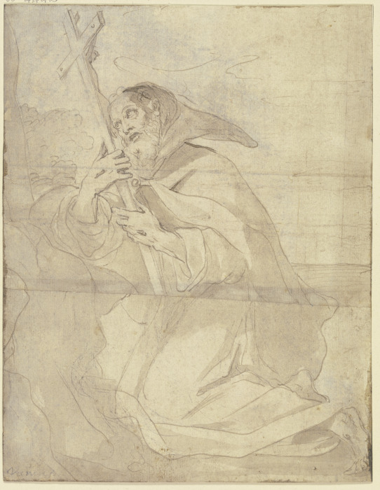 Kniender Heiliger Franziskus, das Kruzifix anbetend à Francesco Vanni
