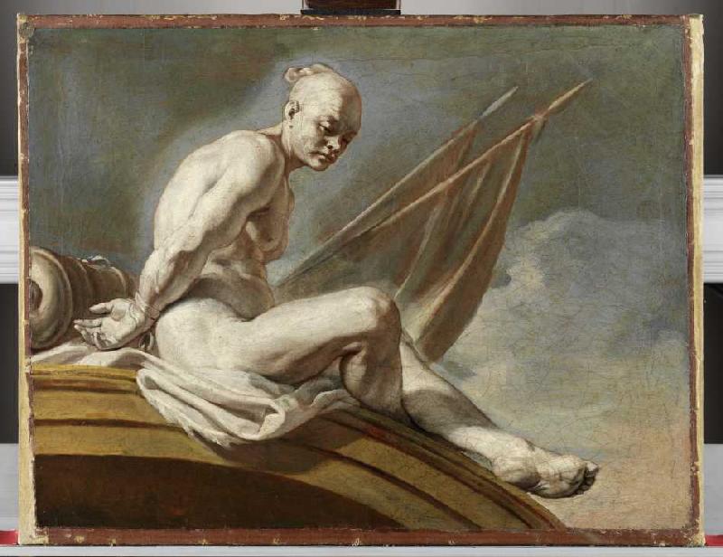 Supraporte mit einem gefesselten Sklaven. à Francesco (L'Abate Ciccio) Solimena