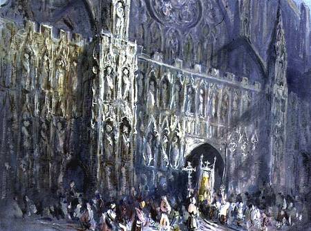 The West Front of Exeter Cathedral, with a Religious Procession in the Foreground à Francis Abel William Taylor Armstrong