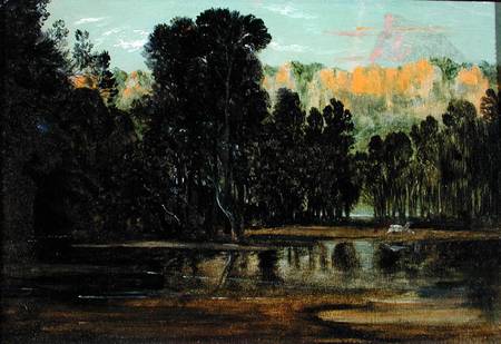 A Wooded Landscape at Sunset à Francis Danby