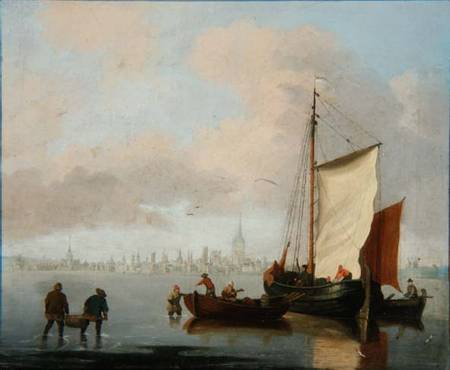 Dutch Estuary Scene (one of a pair) à Francis Swaine