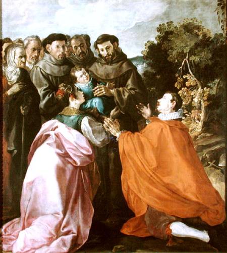 Healing of St. Bonaventure by St. Francis of Assisi à Francisco Herrera
