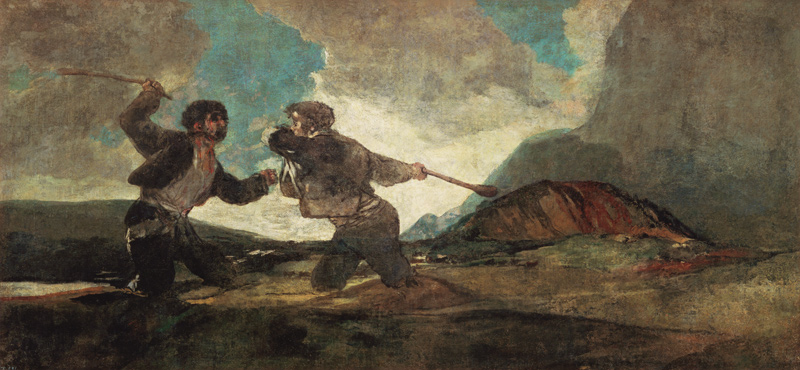 Duel with Clubs (black pictures for the Quinta del Sordo) à Francisco José de Goya