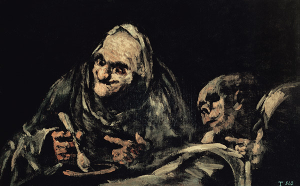 Two Old Men Eating, one of the 'Black Paintings' à Francisco José de Goya