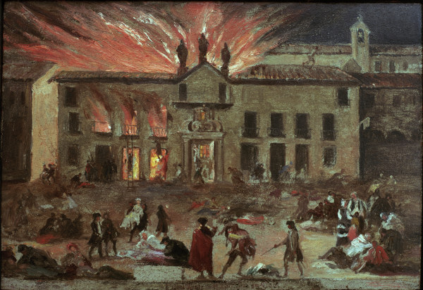 Fire at the Theatre in Saragossa à Francisco José de Goya