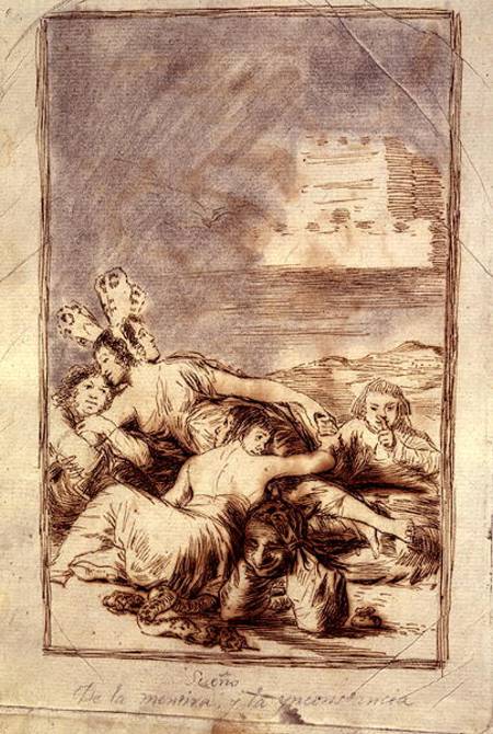 The Duchess of Alba, a suppressed plate entitled 'Dreams of Lies and Inconstancy', from the 'Los Cap à Francisco José de Goya