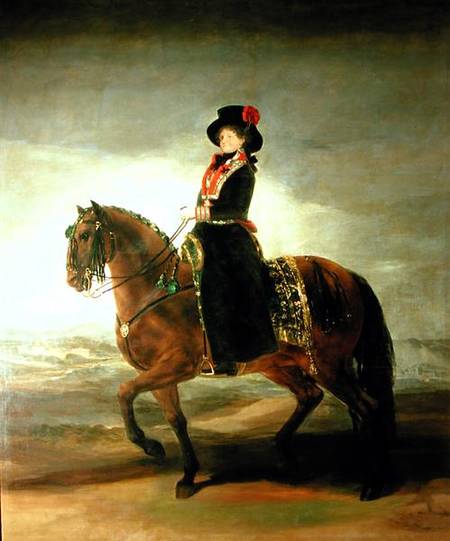 Equestrian portrait of Queen Maria Luisa (1751-1819) wife of King Charles IV (1788-1808) of Spain à Francisco José de Goya