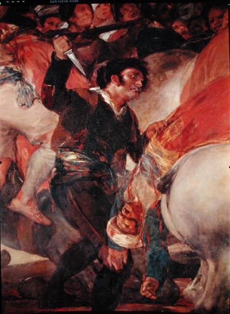 The Second of May, 1808. The Riot against the Mameluke Mercenaries, detail of a man with a dagger à Francisco José de Goya