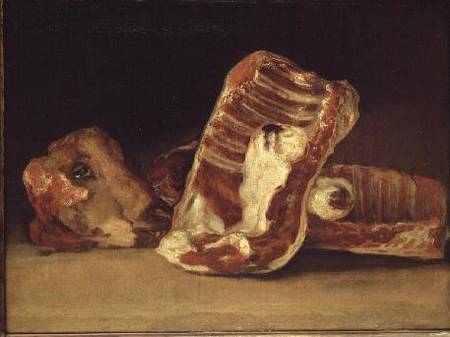 Still life of Sheep's Ribs and Head - The Butcher's Counter à Francisco José de Goya