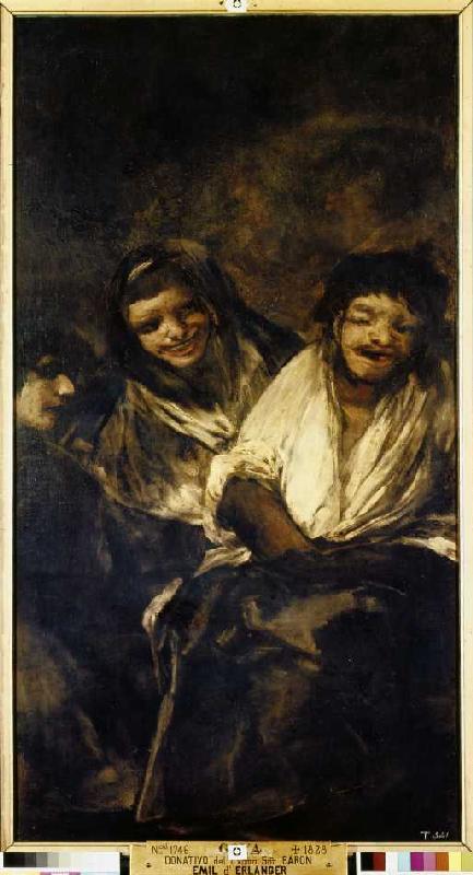 Zwei Frauen und ein Mann à Francisco José de Goya