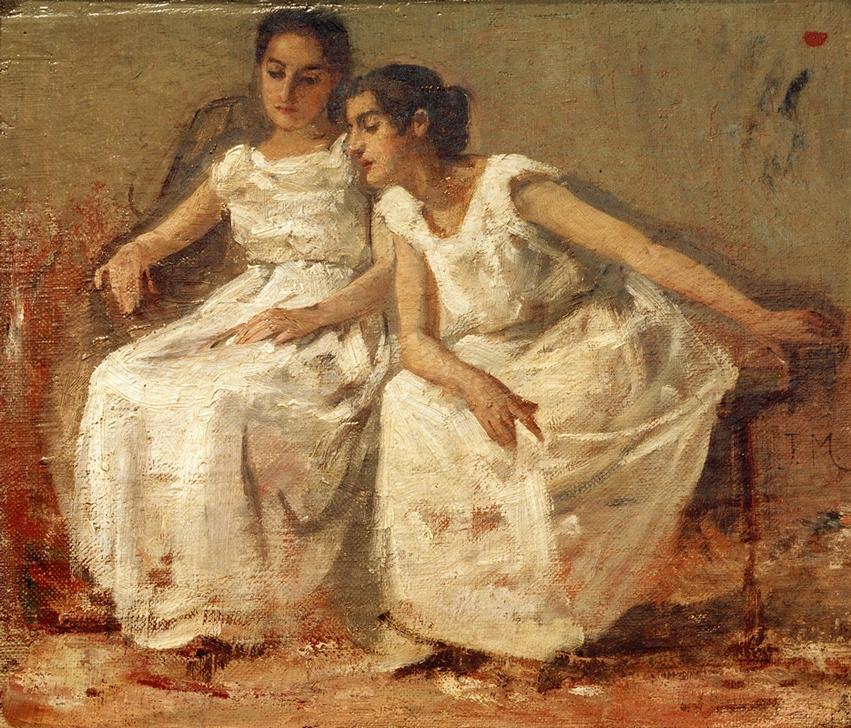 Zwei sitzende Mädchen à Francisco Miralles
