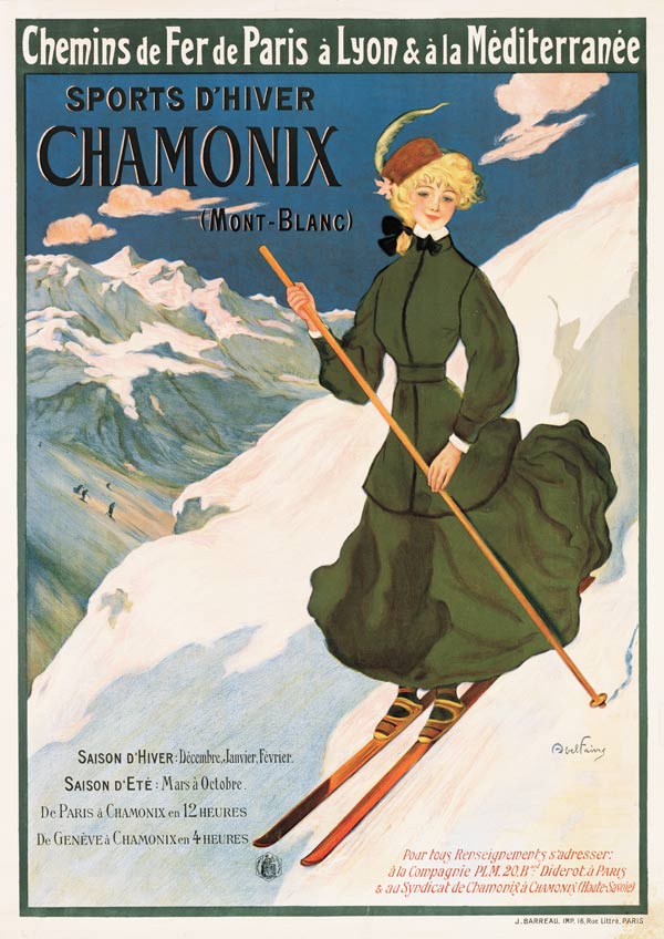 Poster advertising SNCF routes to Chamonix, à Francisco Tamagno