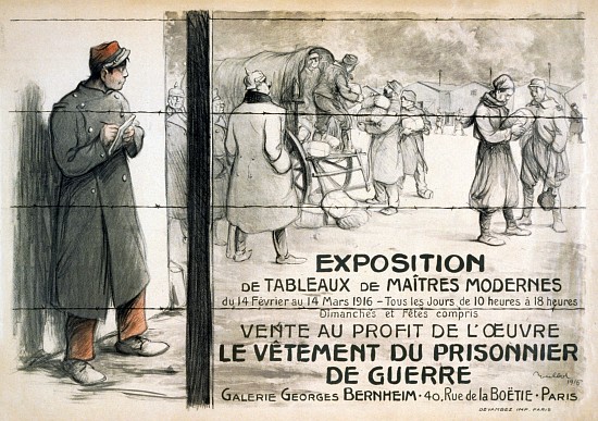 Advertisement for an Exhbition of Paintings to be sold to raise money for clothing for Prisoners of  à Francisque Poulbot