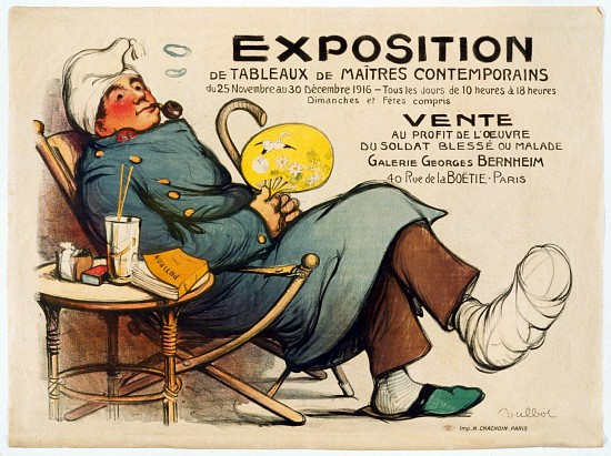 Poster advertising an Exhibition of paintings to raise money for wounded and ill soldiers in Paris à Francisque Poulbot
