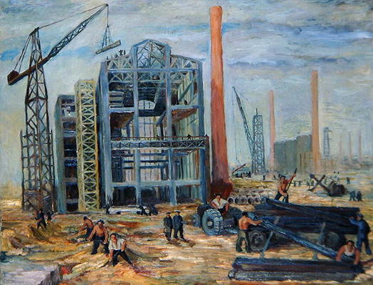At the Building, 1951 (oil on canvas) à Franciszek Zmurko