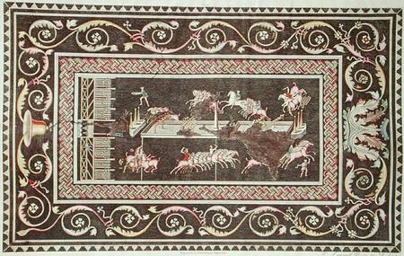 Representation of a mosaic discovered in Lyon depicting Circus games à Francois Artaud