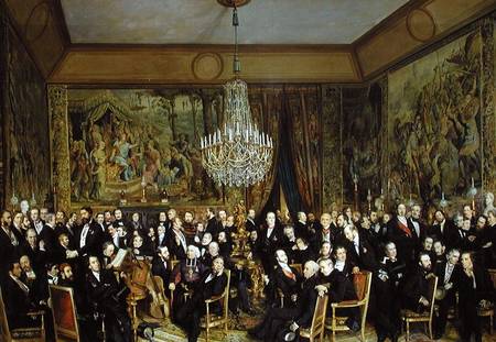 The Salon of Alfred Emilien, Comte de Nieuwerkerke (1811-92) at the Louvre à François August Biard