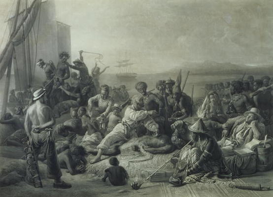 Scene on the Coast of Africa, engraved by Wagstaff, London, 1844 (mezzotint) à François August Biard