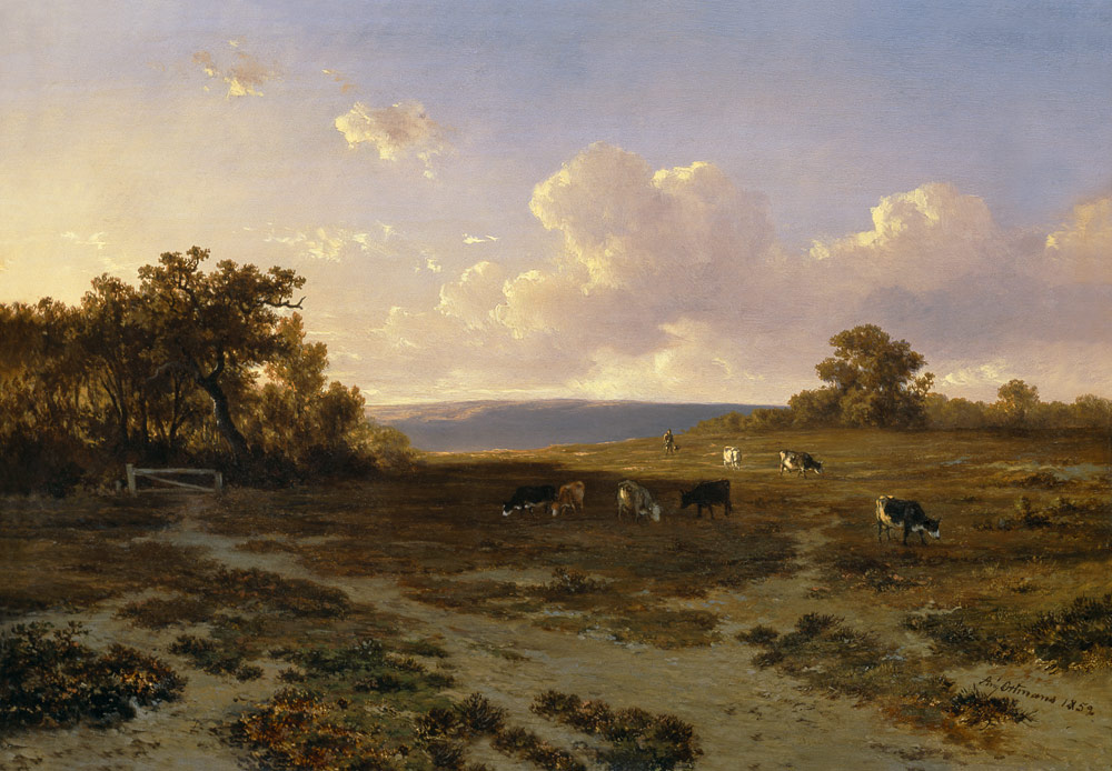 Heath Landscape with Cows à Francois Auguste Ortmans