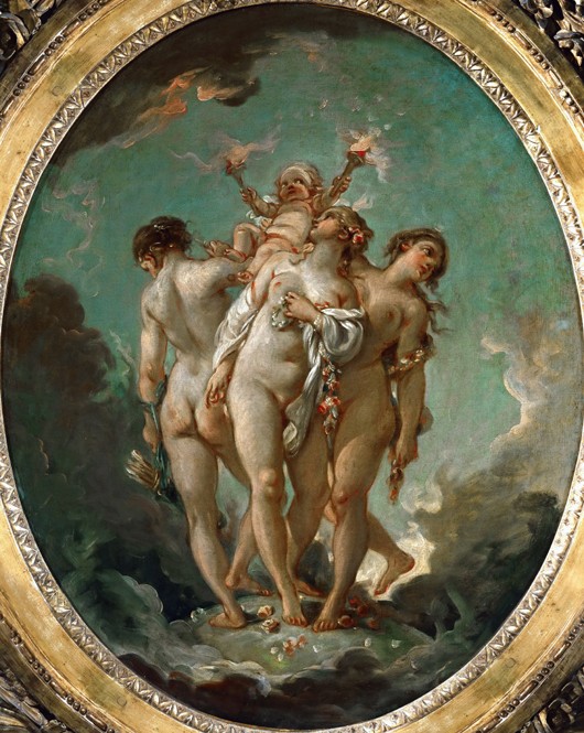 The Three Graces holding Cupid à François Boucher