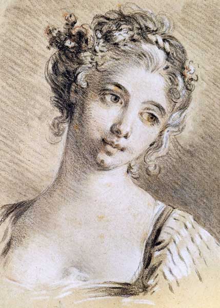 Head of a Young Girl (charcoal & white chalk on paper) à François Boucher