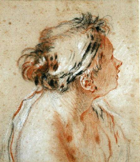 Head of a Nymph (black, white and red chalk on light brown à François Boucher