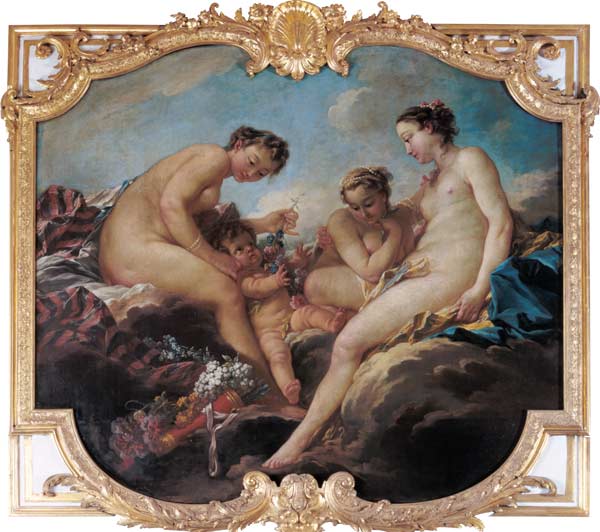 The Three Graces, decorative panel from the Bedroom of the Princess of Rohan à François Boucher