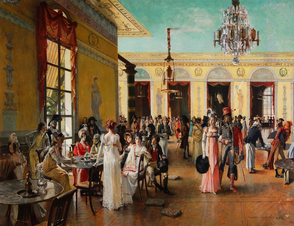 Café Frascati (A Scene From Napoleon's Time= à François Flameng
