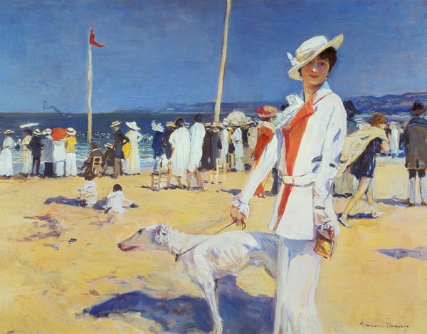Woman by the Sea (Elegante au bord de la mer) à François Flameng