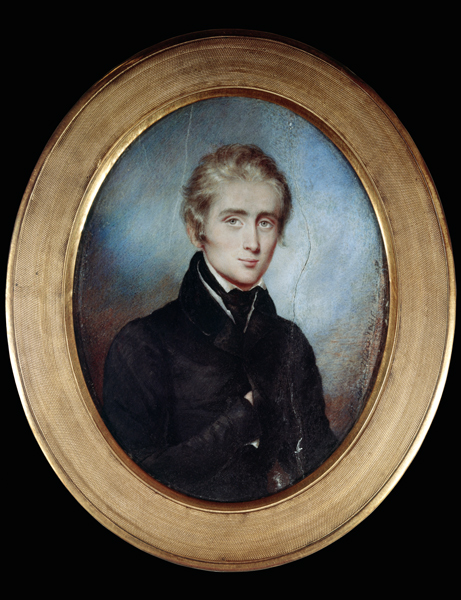portrait de Franz Liszt à 23 ans. Miniature sur ivoire à François Lamorinière