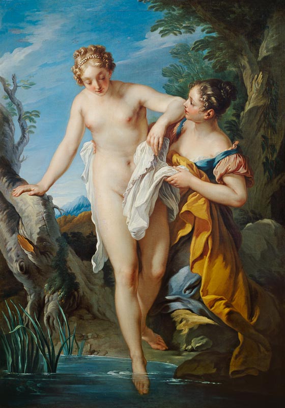 The Bather and her Maid à François Lemoyne