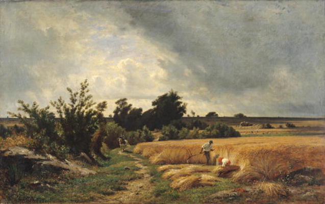 The Plateau of Ormesson - A Path through the Corn (oil on canvas) à Francois Louis Francais