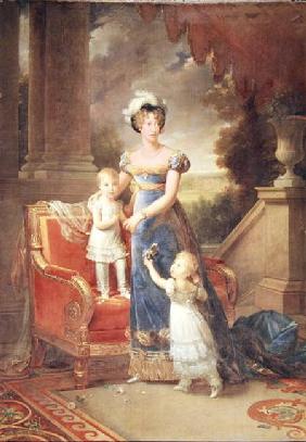 Marie-Caroline de Bourbon (1798-1870) with her Children in Front of the Chateau de Rosny