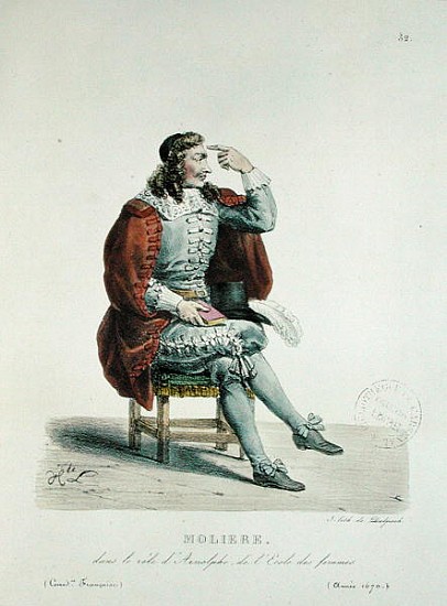 Portrait of Moliere (1622-73) in the role of Arnolfe from ''L''Ecole des Femmes'' at the Comedie Fra à Francois Seraphin Delpech