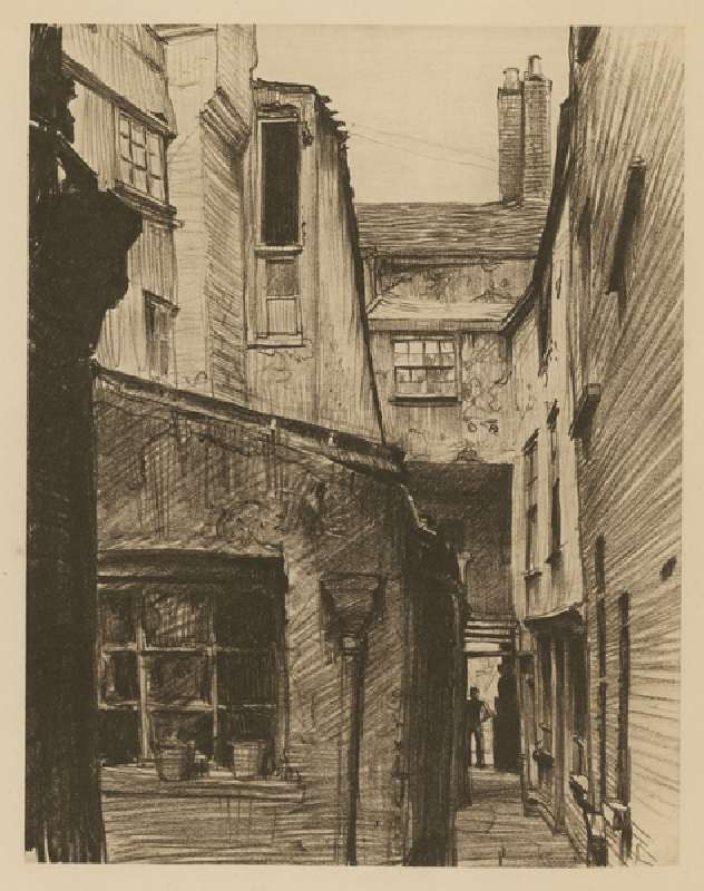 The Old Horse and Groom, back of Holborn Above Bars, London (etching) à Frank Lewis Emanuel