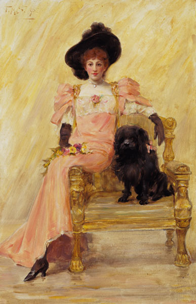 Portrait of a Lady with her Dog à Frank Markham Skipworth