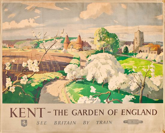 'Kent- The Garden of England', poster advertising rail journeys à Frank Sherwin