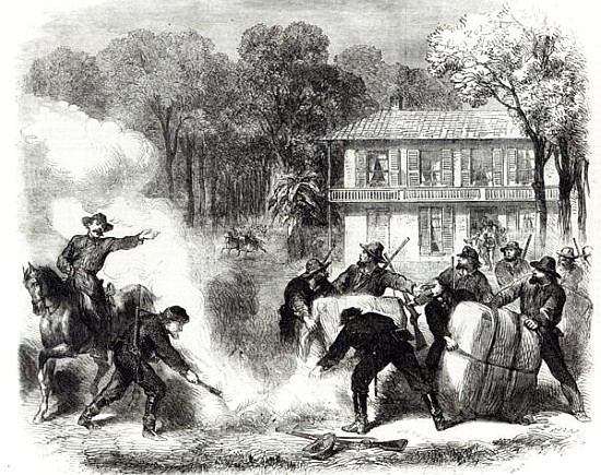 Confederate cotton burners near Memphis surprised Federal scouts during the American Civil War à Frank Vizetelly