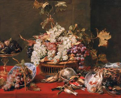 Still life of grapes in a basket à Frans Snyders