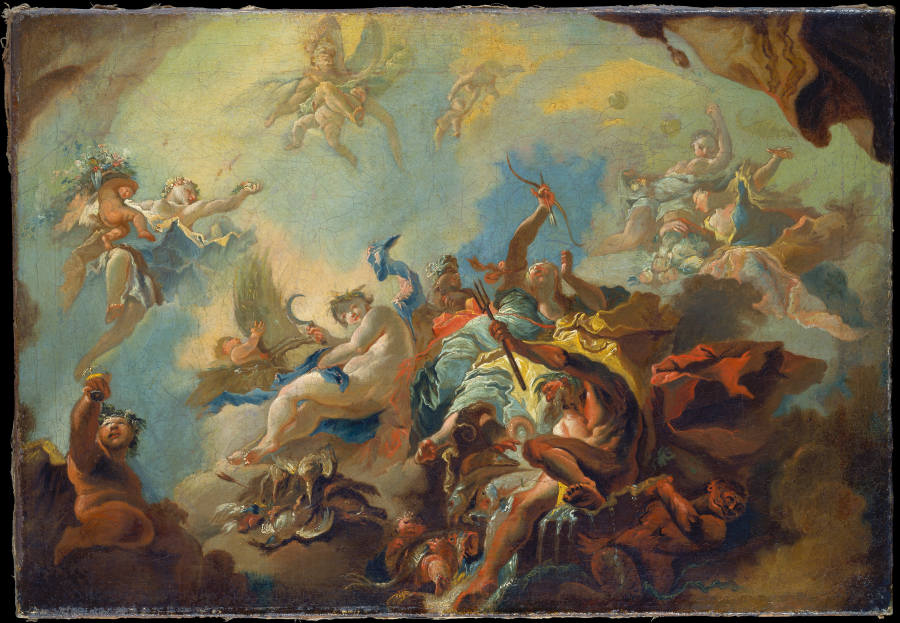 The Four Elements, Preparatory Study for a Painted Ceiling (Allegory of Time?) à Franz Anton Maulbertsch