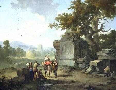 Rustic Landscape with Travellers (one of a pair) à Franz Ferg