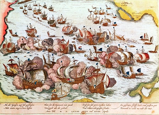 Naval Combat between the Beggars of the Sea and the Spanish in 1573 à Franz Hogenberg