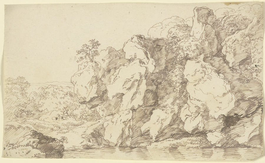 An einem Gewässer gelegene Felswand à Franz Innocenz Josef Kobell
